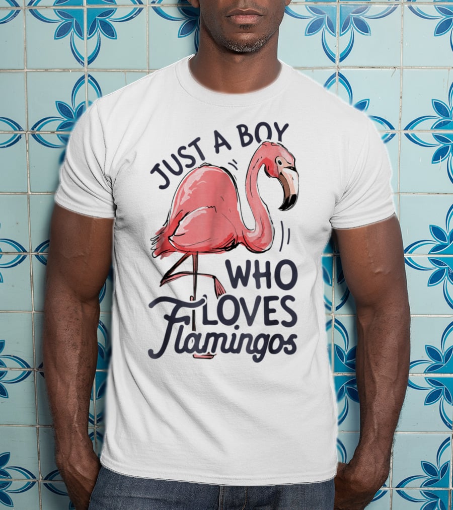 Just A Boy Who Loves Flamingos Pink Flamingo T-Shirt