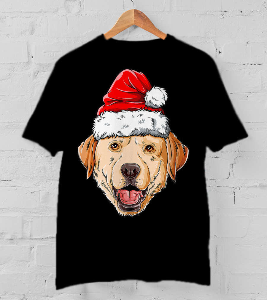 Labrador Santa Christmas Dog Wearing Festive Hat T-Shirt