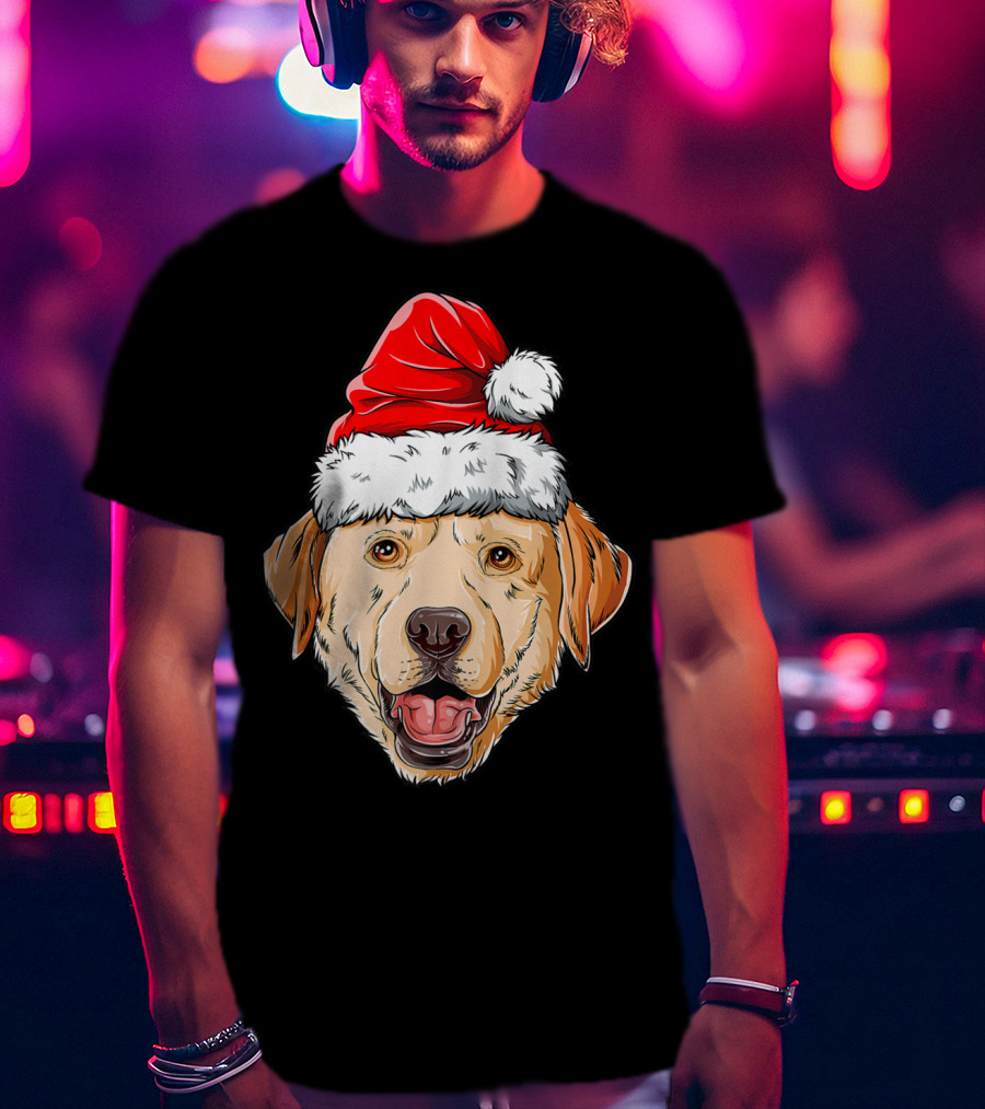 Labrador Santa Christmas Dog Wearing Festive Hat T-Shirt