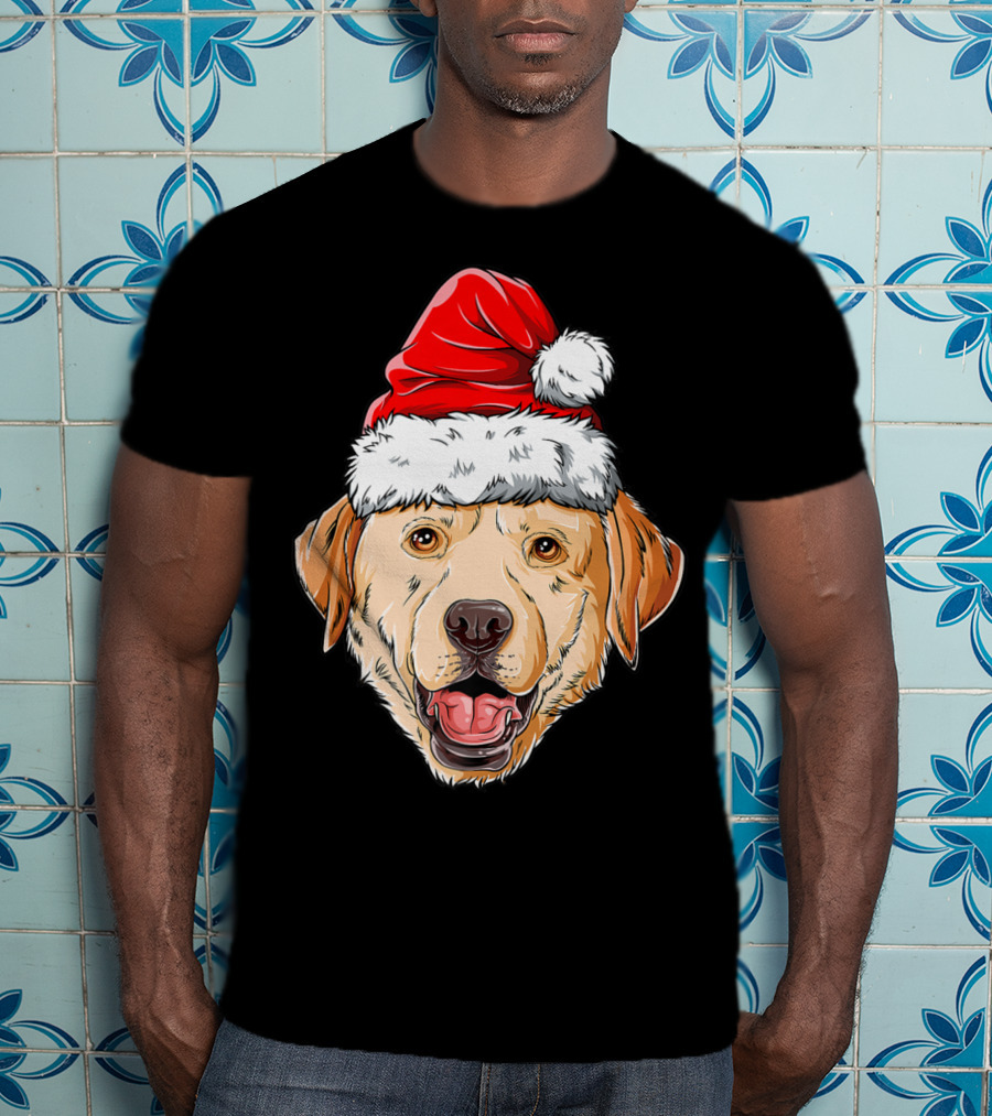 Labrador Santa Christmas Dog Wearing Festive Hat T-Shirt
