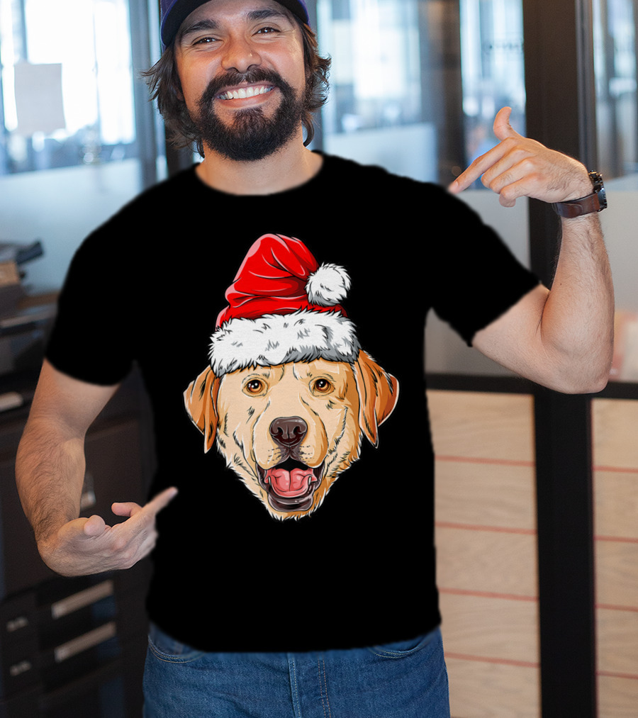 Labrador Santa Christmas Dog Wearing Festive Hat T-Shirt