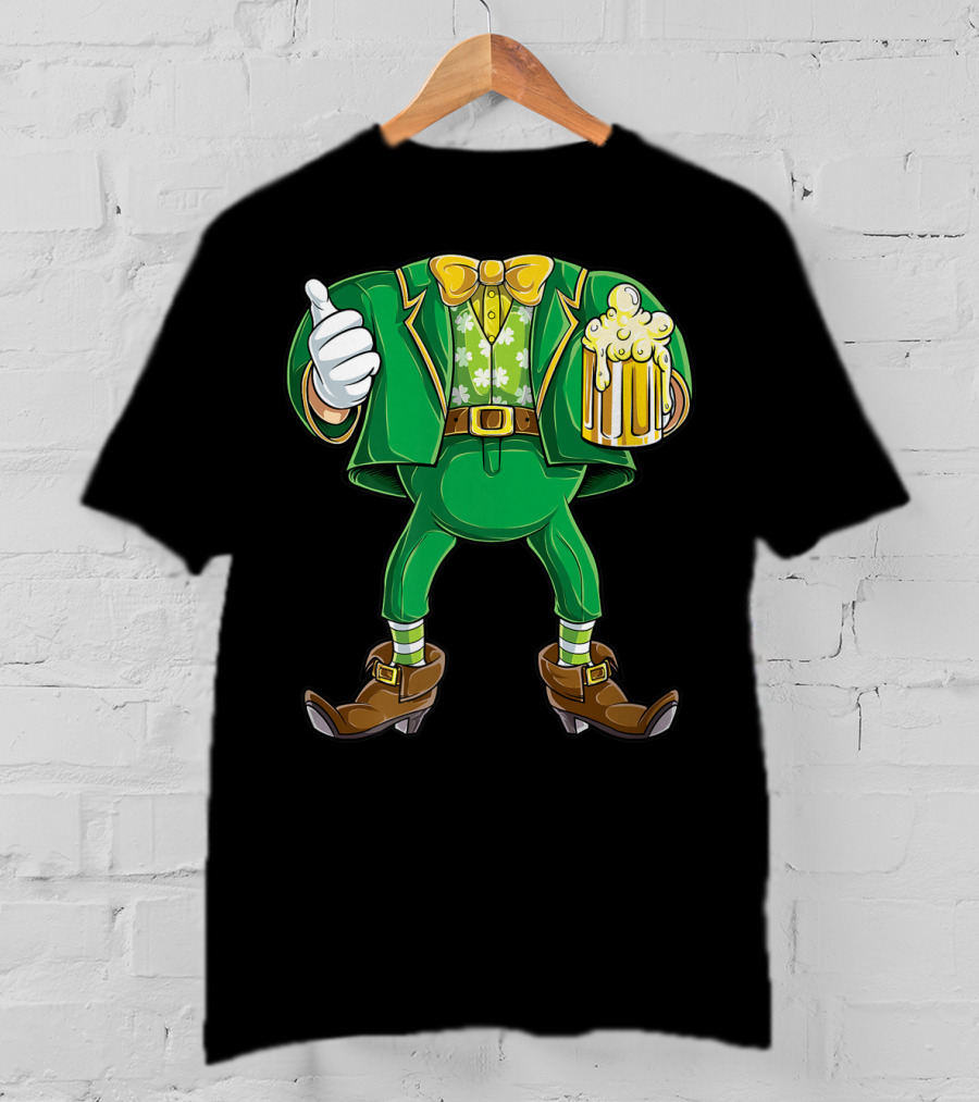 Leprechaun Costume St Patricks Day Men Beer Holding Foamy Mug And Thumbs Up T-Shirt