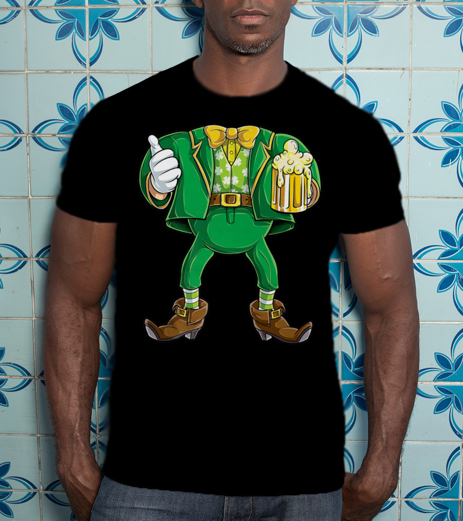 Leprechaun Costume St Patricks Day Men Beer Holding Foamy Mug And Thumbs Up T-Shirt