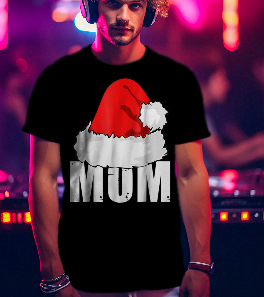 Mum Christmas Santa Hat Family Matching T-Shirt