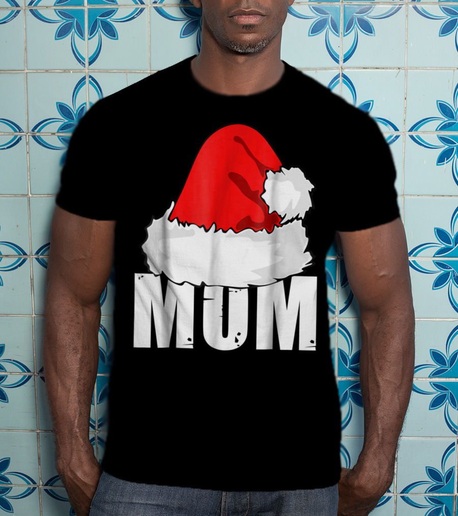 Mum Christmas Santa Hat Family Matching T-Shirt