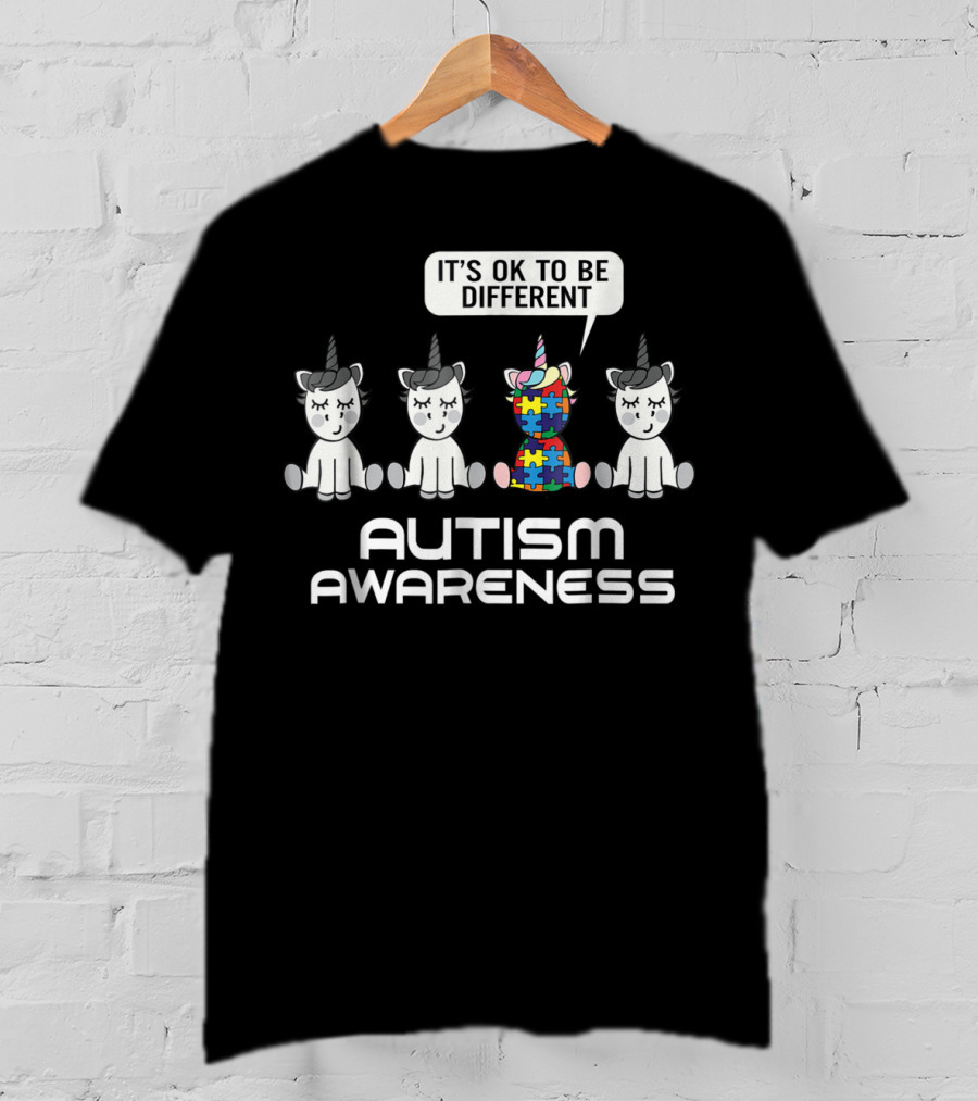 It's Ok To Be Different Unicorn Autism Awareness T-Shirt