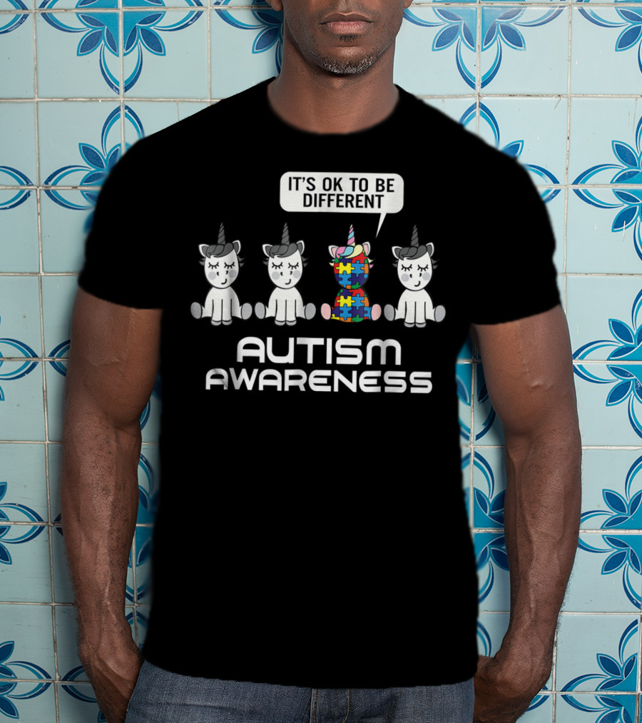 It's Ok To Be Different Unicorn Autism Awareness T-Shirt