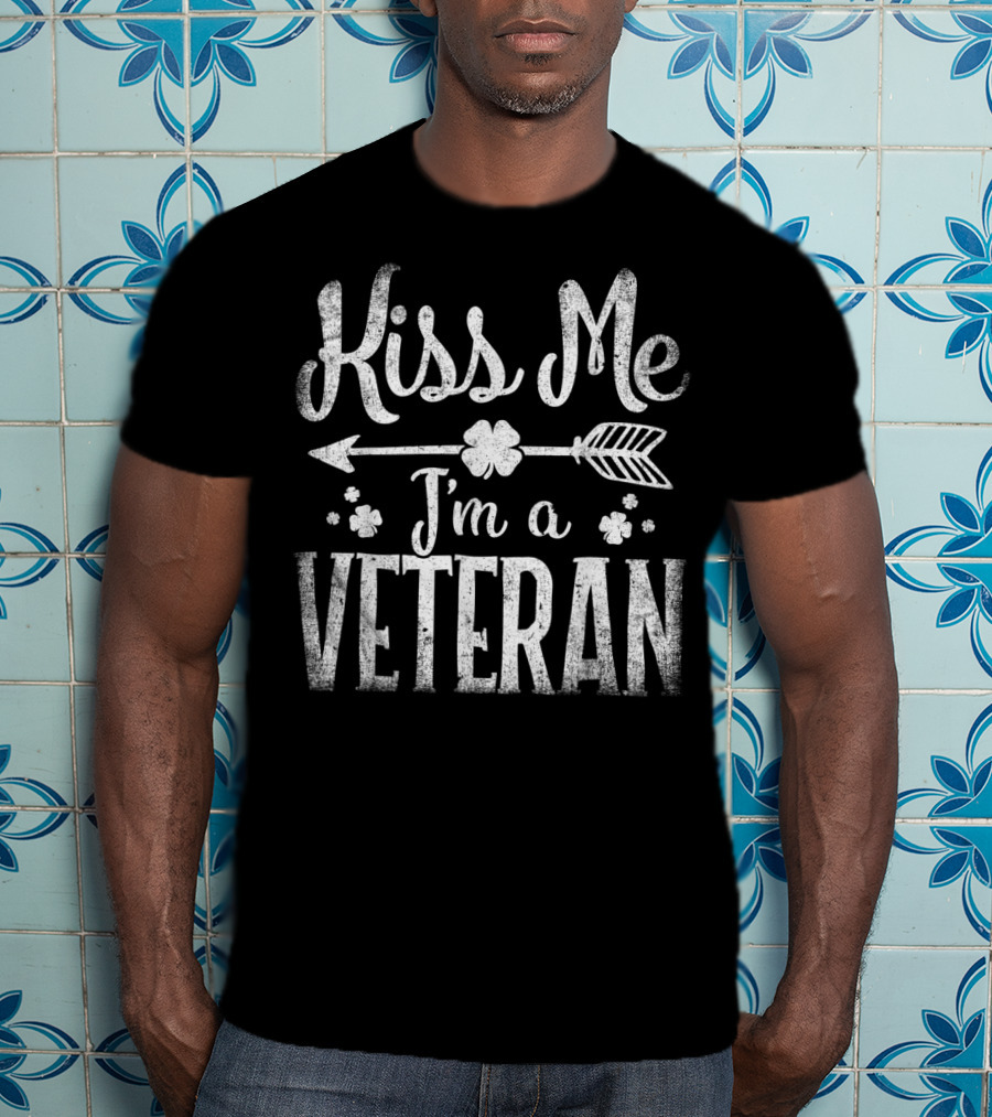 Kiss Me I'm A Veteran Arrow Shamrocks T-Shirt