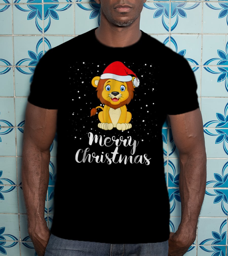 Merry Christmas Lion Funny Matching Family Group T-Shirt