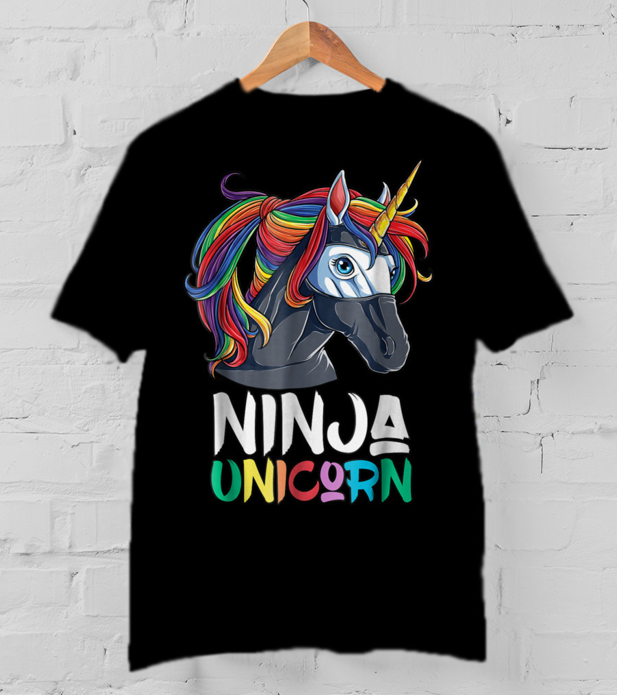 Ninja Unicorn Rainbow Girls Martial Arts T-Shirt
