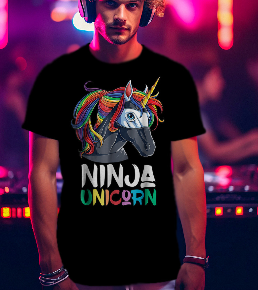 Ninja Unicorn Rainbow Girls Martial Arts T-Shirt