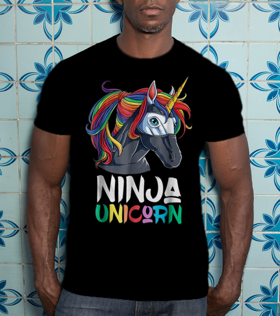 Ninja Unicorn Rainbow Girls Martial Arts T-Shirt