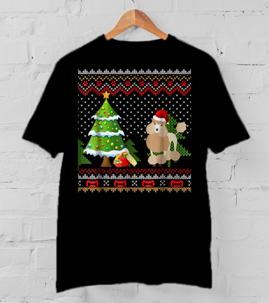 Poodles Santa Christmas Ugly Dog Holiday T-Shirt