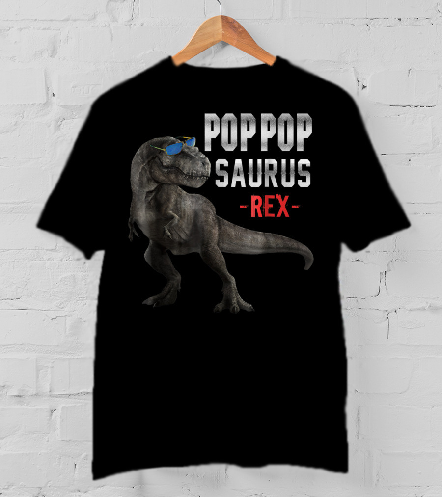 Poppopsaurus Rex Funny Dinosaur With Sunglasses T-Shirt