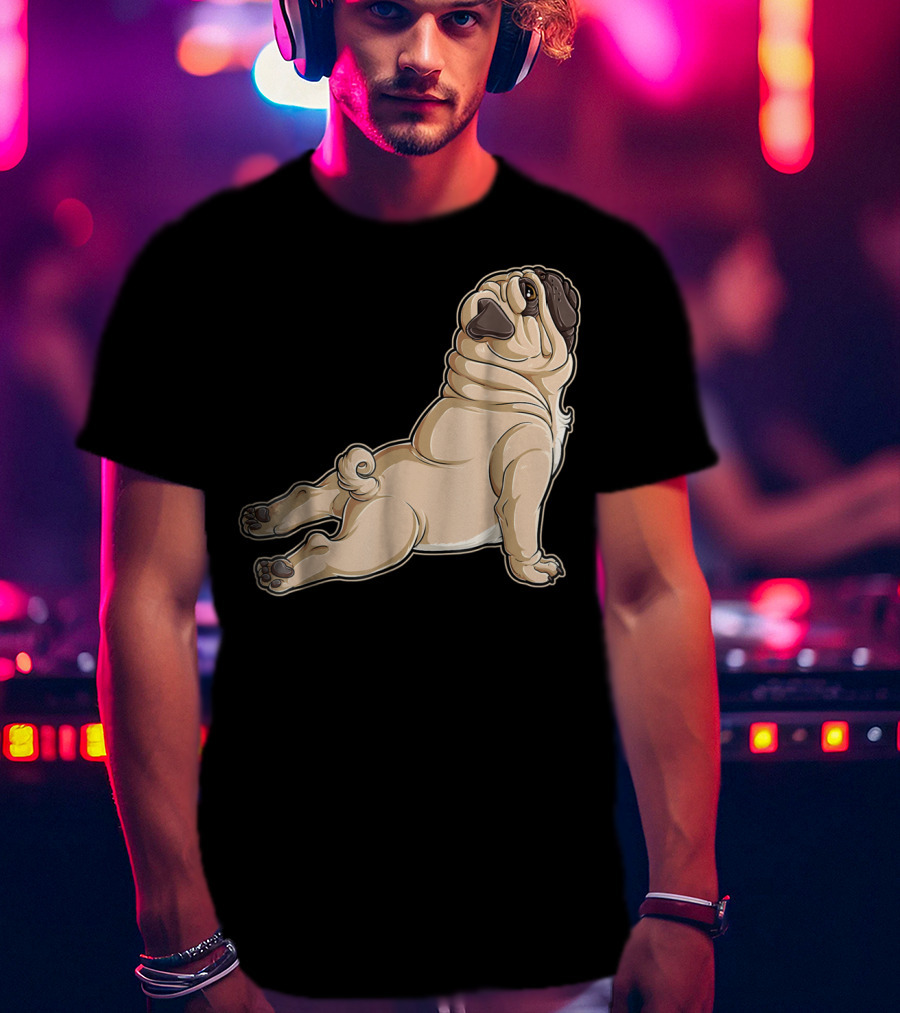 Pug Yoga Pose For Dog Lovers Puppy Funny T-Shirt