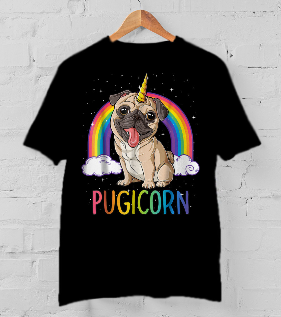 Pugicorn Pug Unicorn Kids Women Rainbow Galaxy T-Shirt