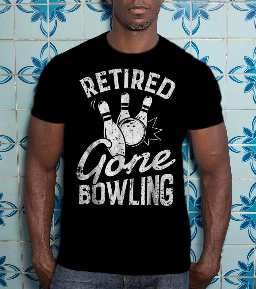Retired Gone Bowling Bowler Pin Trio T-Shirt