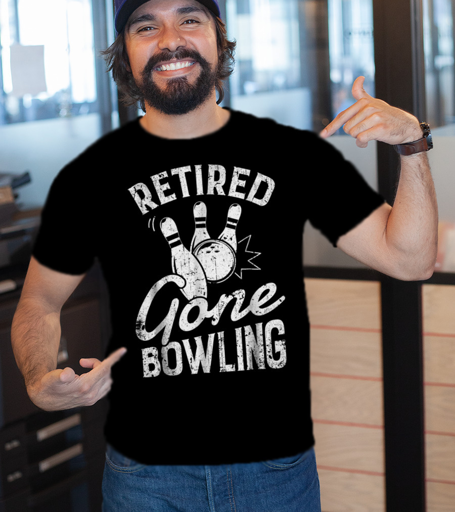 Retired Gone Bowling Bowler Pin Trio T-Shirt