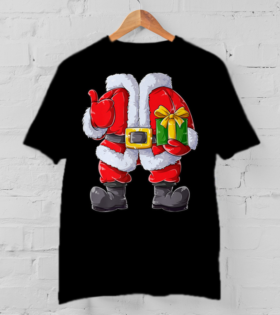 Santa Claus Costume With Gift Holiday Boys Christmas T-Shirt