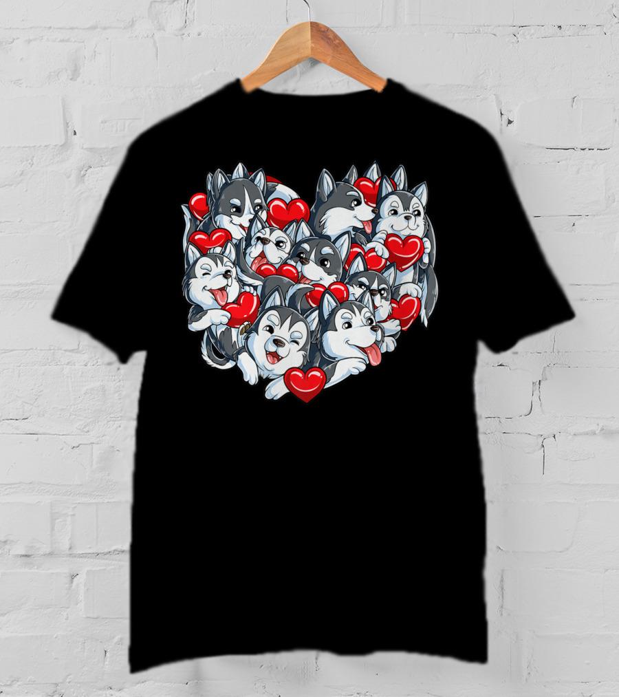 Siberian Husky Valentines Day Heart T-Shirt