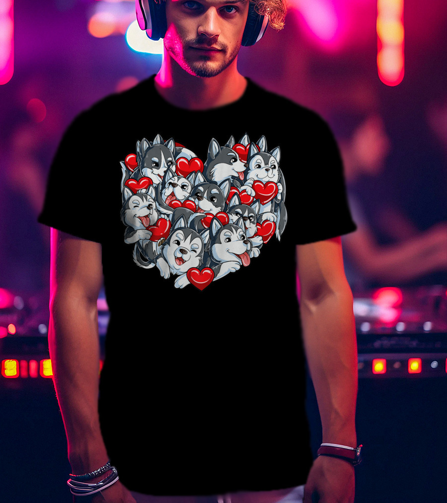 Siberian Husky Valentines Day Heart T-Shirt