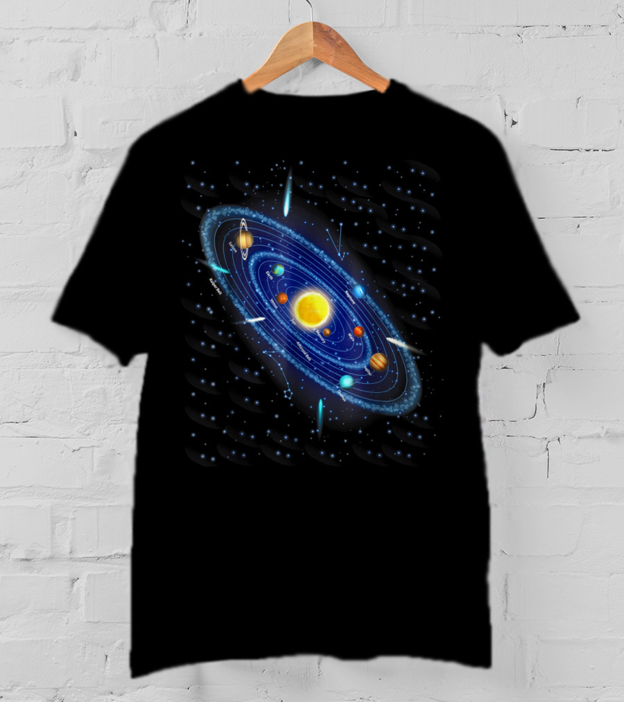 Solar System Awesome For Space Geeks Astronomy Planets Stars Orbits T-Shirt