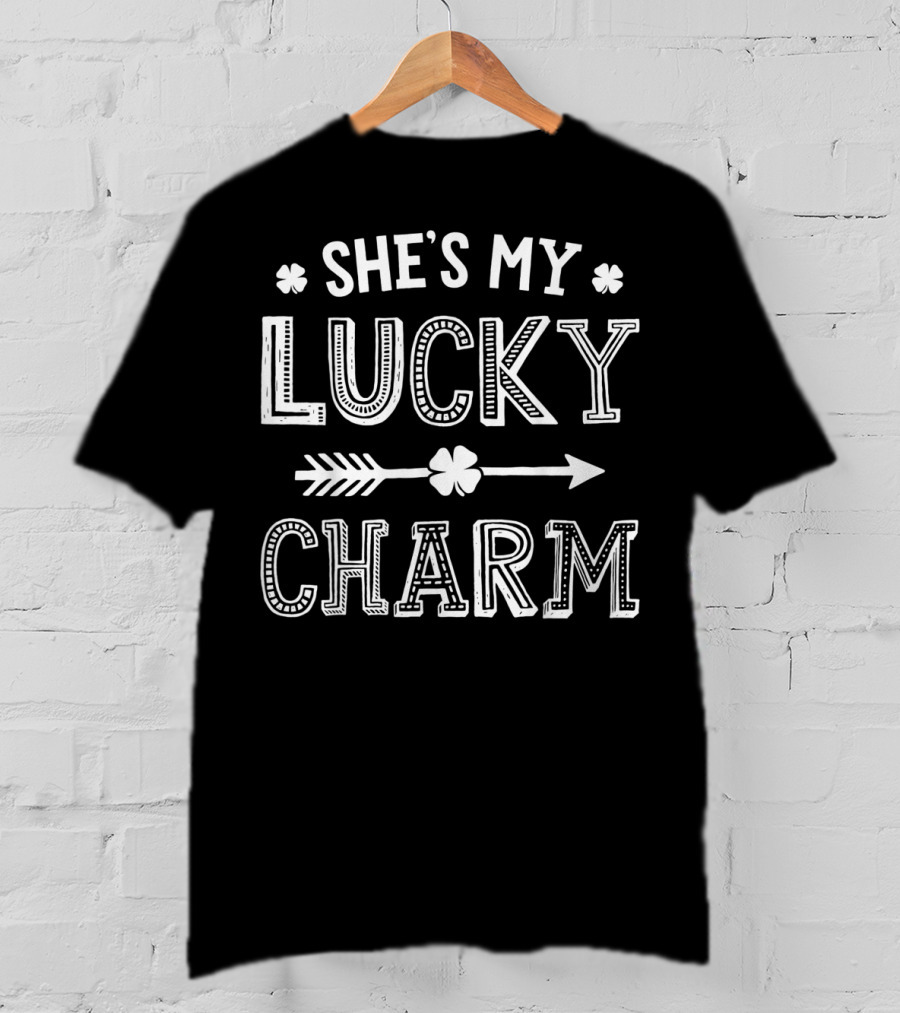 She's My Lucky Charm St Patricks Day Arrow Shamrock T-Shirt