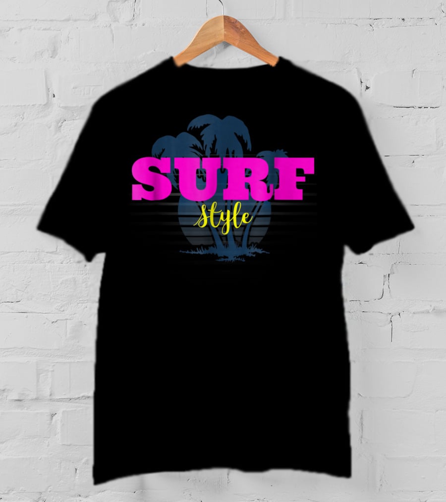 Surf Style Palm Tree Surfing Retro Vibe T-Shirt