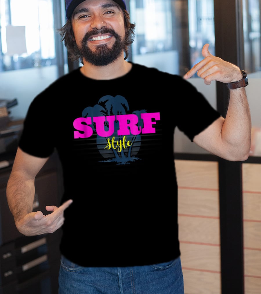 Surf Style Palm Tree Surfing Retro Vibe T-Shirt