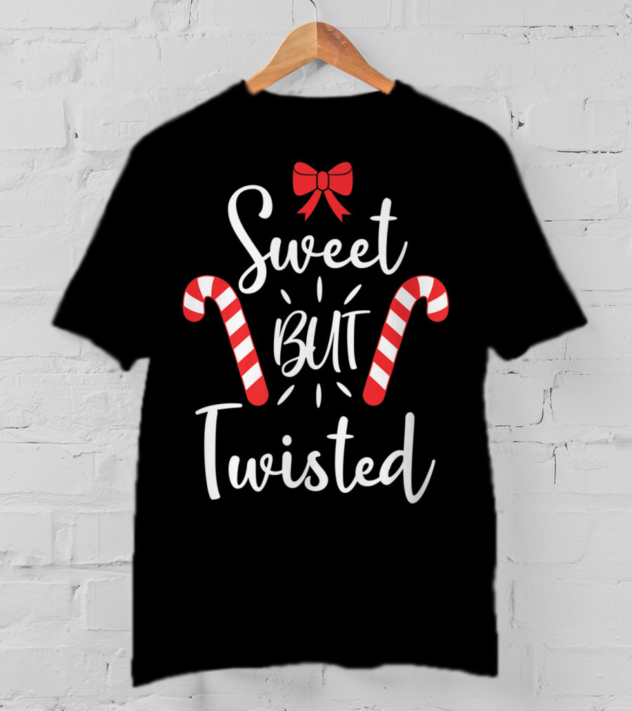Sweet But Twisted Christmas Candy Cane Bow T-Shirt