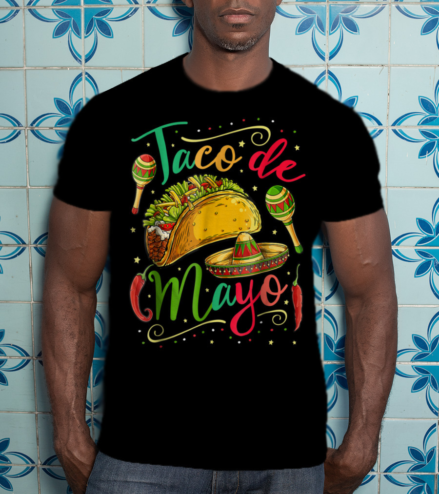 Taco De Mayo Cinco De Mayo Festive Maracas Sombrero Peppers T-Shirt