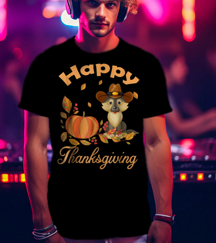 Happy Thanksgiving German Shepherd Pilgrim Pumpkin Autumn Leaves T-Shirt