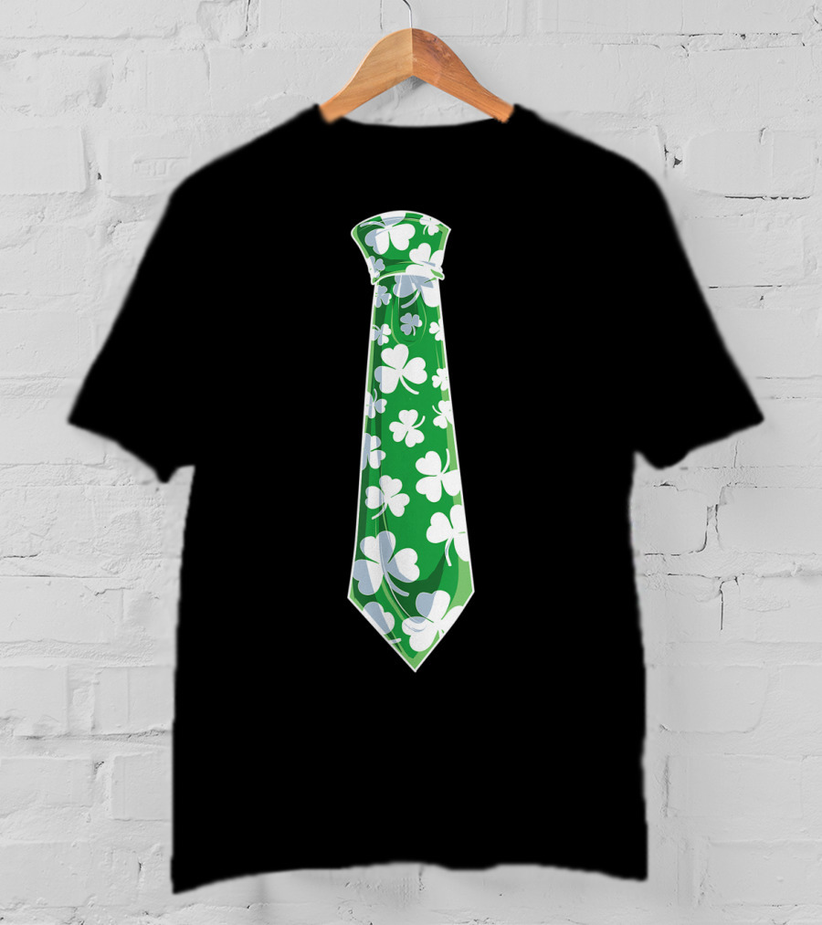 St Patricks Day Green Shamrock Tie Boys Men T-Shirt