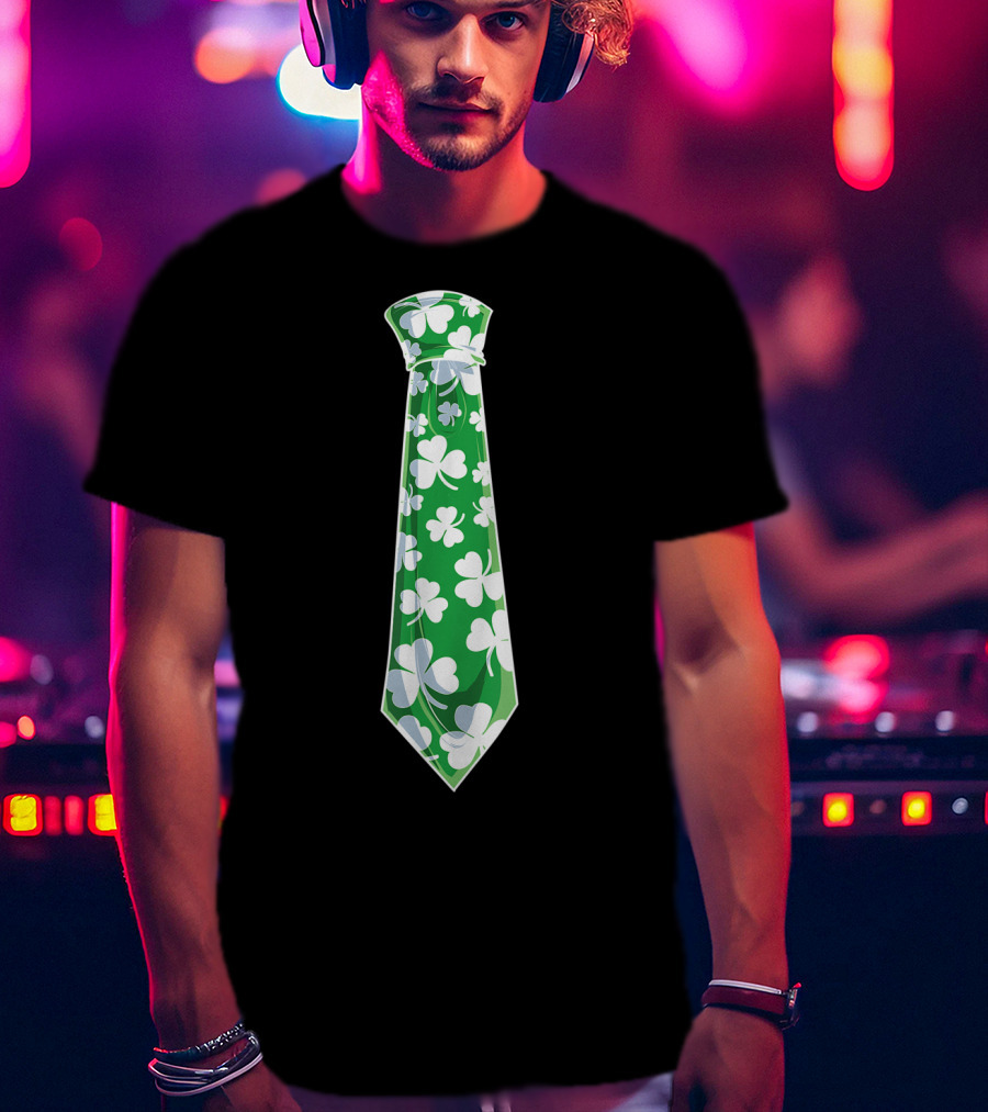 St Patricks Day Green Shamrock Tie Boys Men T-Shirt