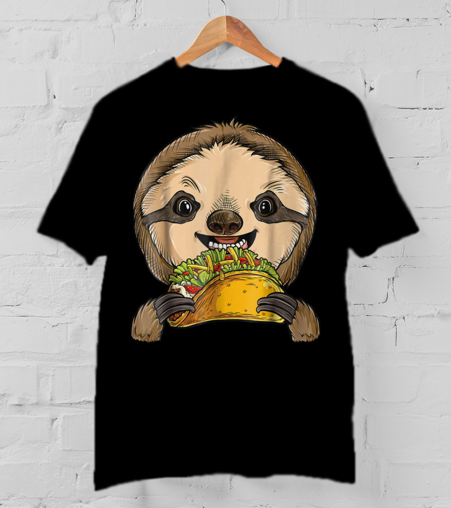 Sloth Enjoying A Taco Animal Tacos Lover T-Shirt