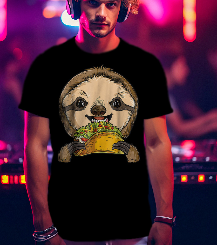 Sloth Enjoying A Taco Animal Tacos Lover T-Shirt