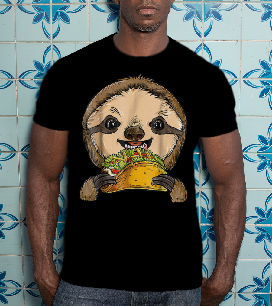 Sloth Enjoying A Taco Animal Tacos Lover T-Shirt