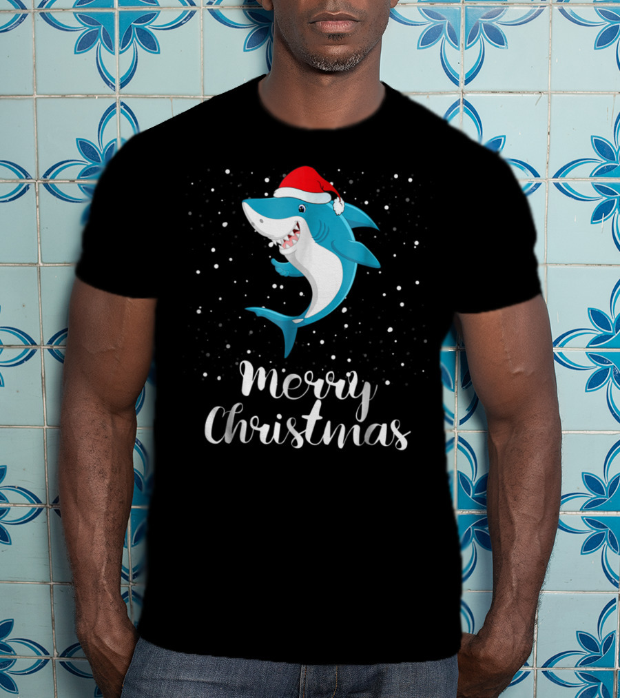 Merry Christmas Shark Funny Christmas Matching Family Group T-Shirt