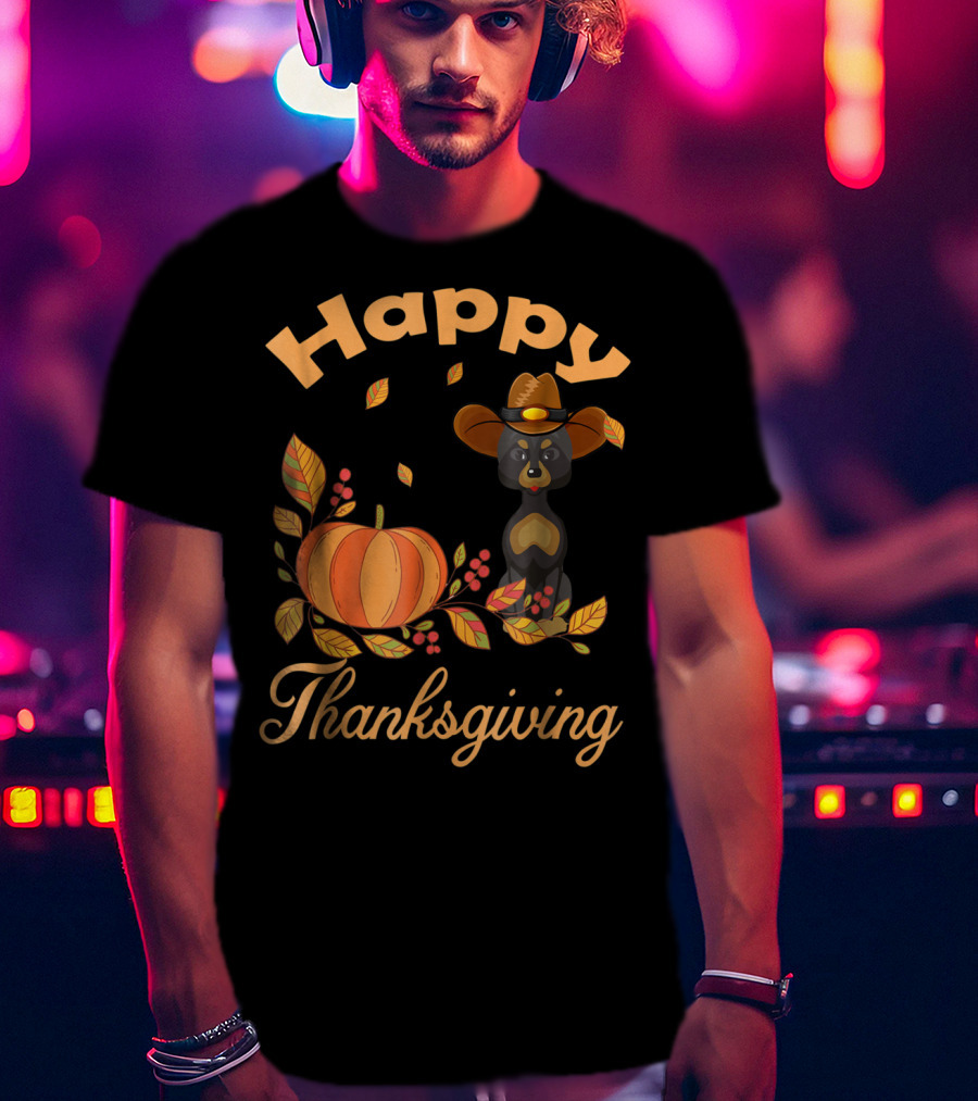 Happy Thanksgiving Great Danes Pilgrim Pumpkin Leaves T-Shirt