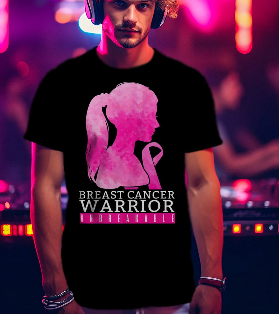 Breast Cancer Warrior Unbreakable Pink Ribbon T-Shirt