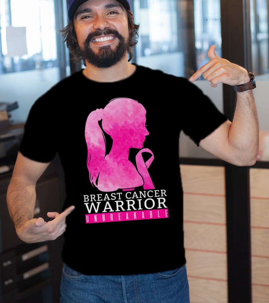 Breast Cancer Warrior Unbreakable Pink Ribbon T-Shirt