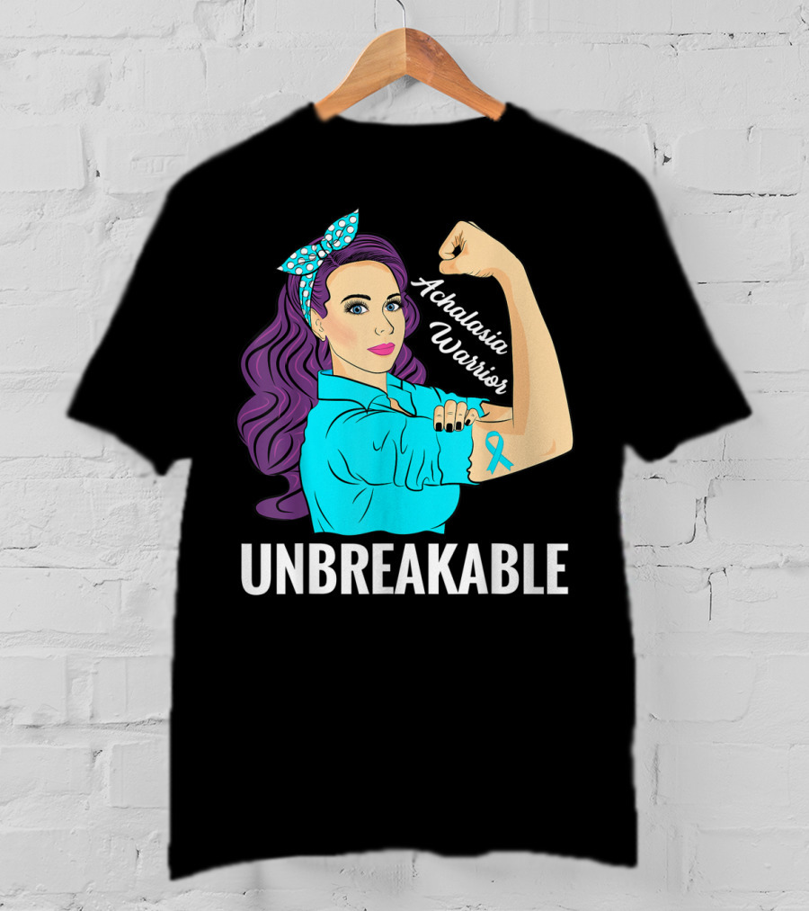 Achalasia Warrior Unbreakable Rosie The Riveter Style Awareness T-Shirt