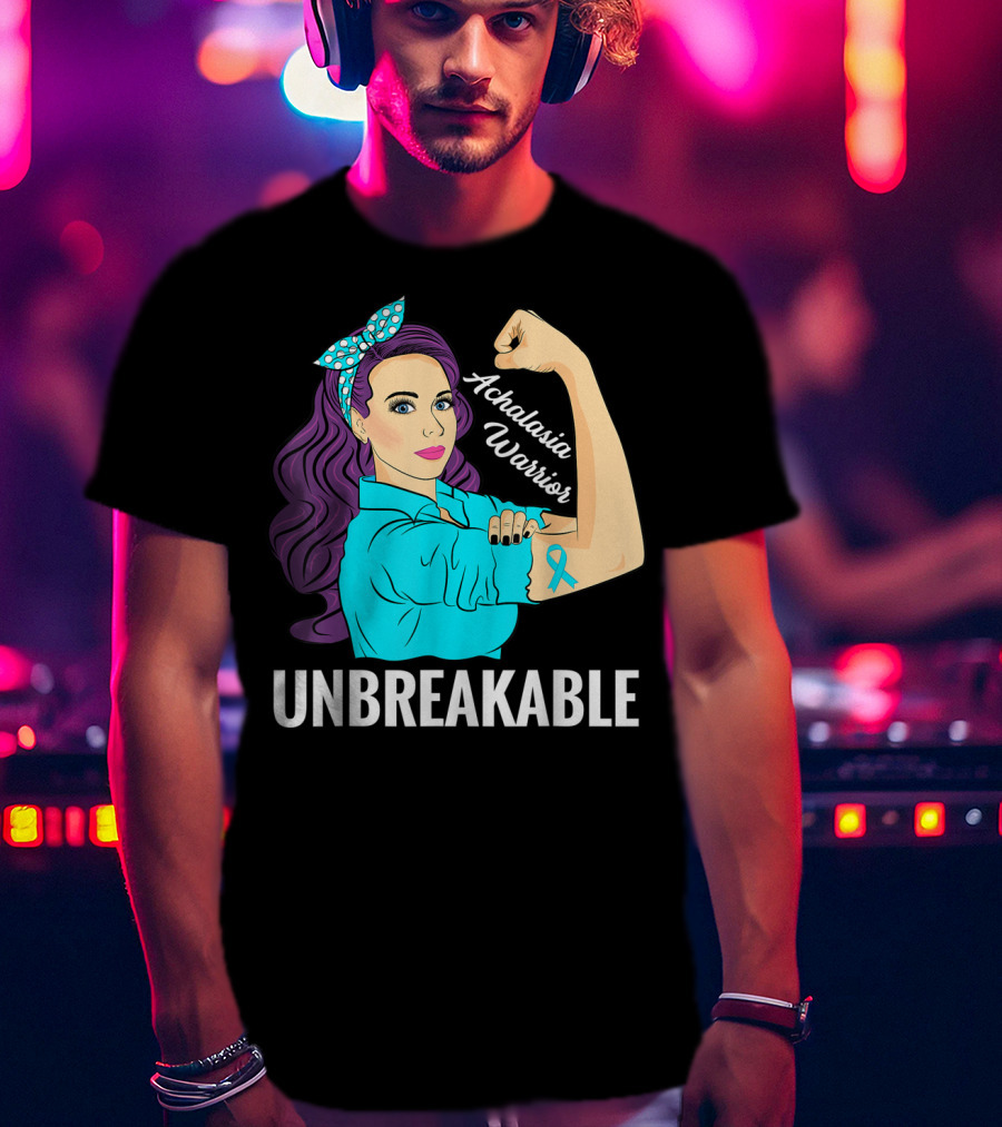 Achalasia Warrior Unbreakable Rosie The Riveter Style Awareness T-Shirt