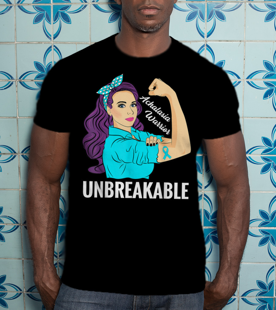Achalasia Warrior Unbreakable Rosie The Riveter Style Awareness T-Shirt