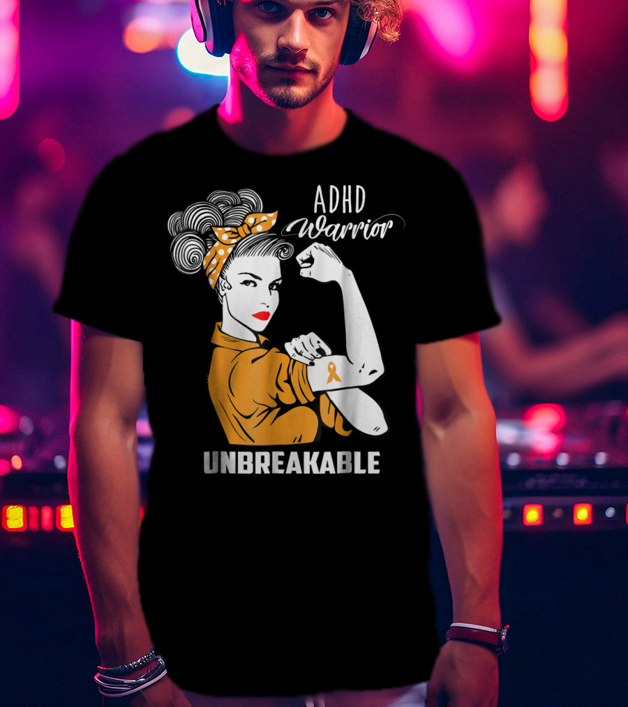 ADHD Warrior Unbreakable Ribbon Awareness Rosie T-Shirt