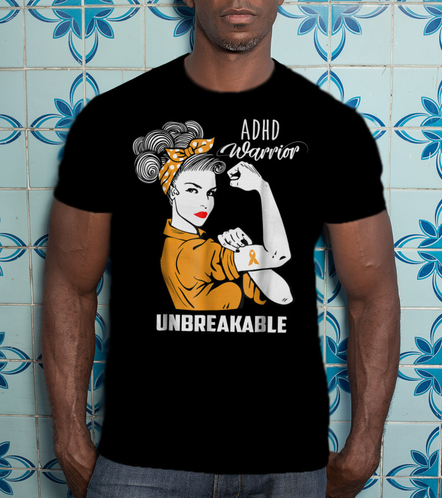 ADHD Warrior Unbreakable Ribbon Awareness Rosie T-Shirt