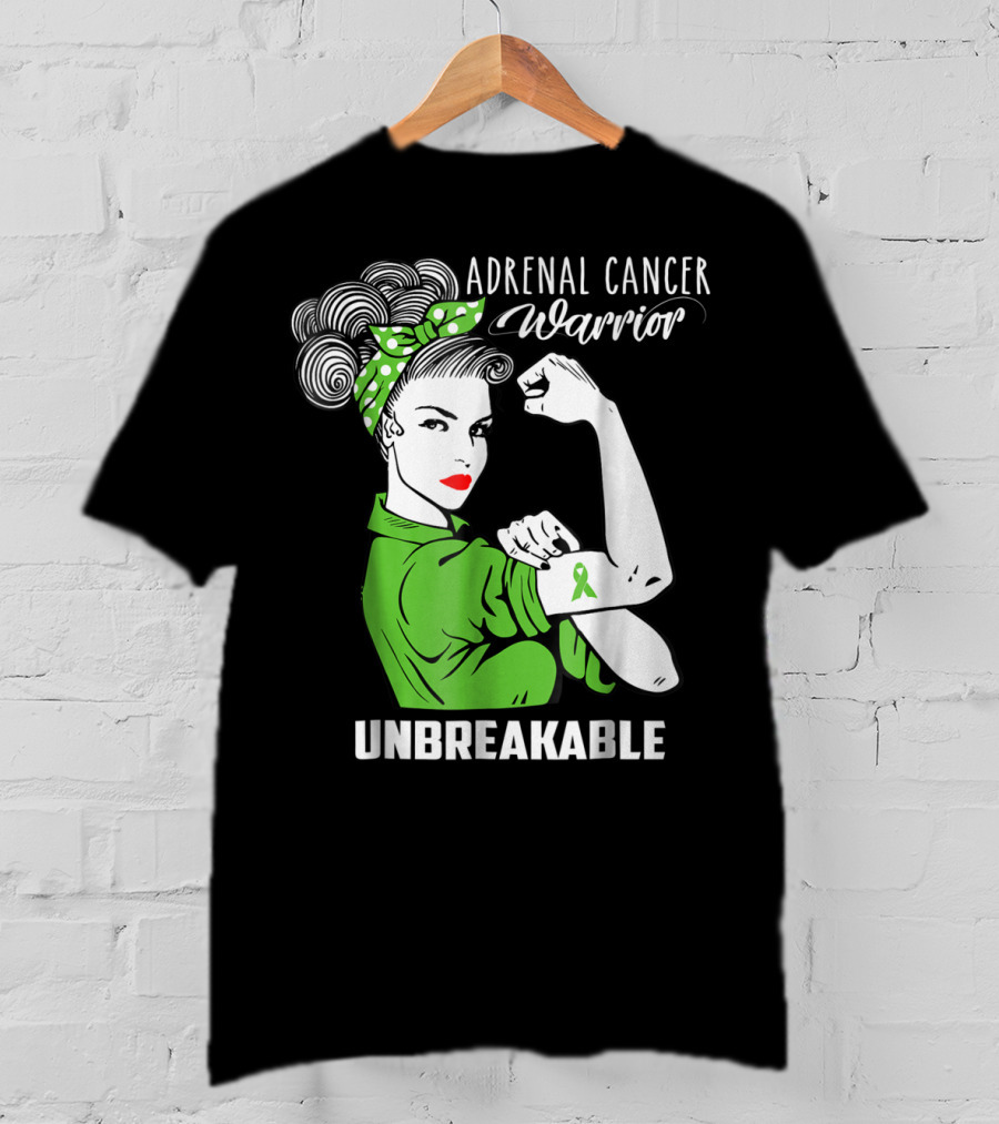 Adrenal Cancer Warrior Unbreakable Awareness Ribbon Strength T-Shirt