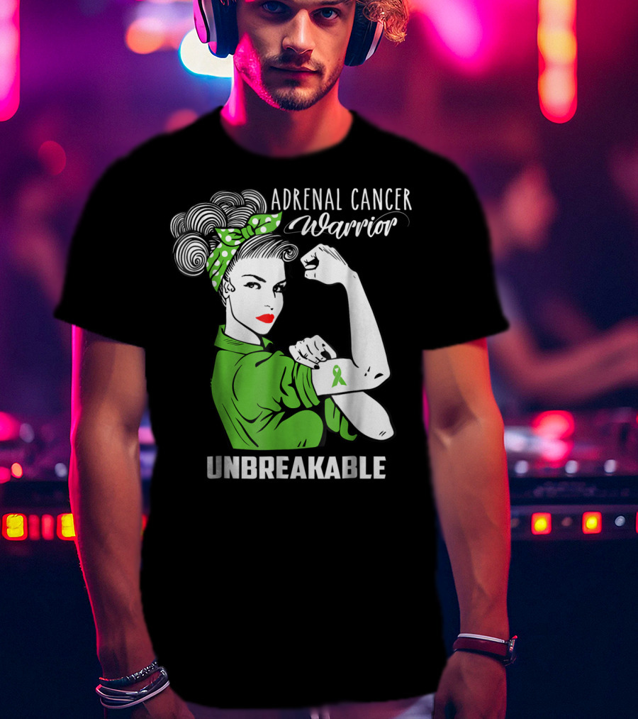 Adrenal Cancer Warrior Unbreakable Awareness Ribbon Strength T-Shirt