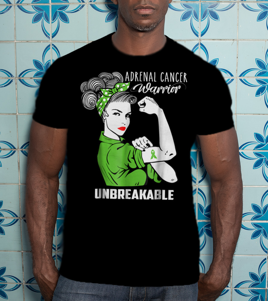Adrenal Cancer Warrior Unbreakable Awareness Ribbon Strength T-Shirt
