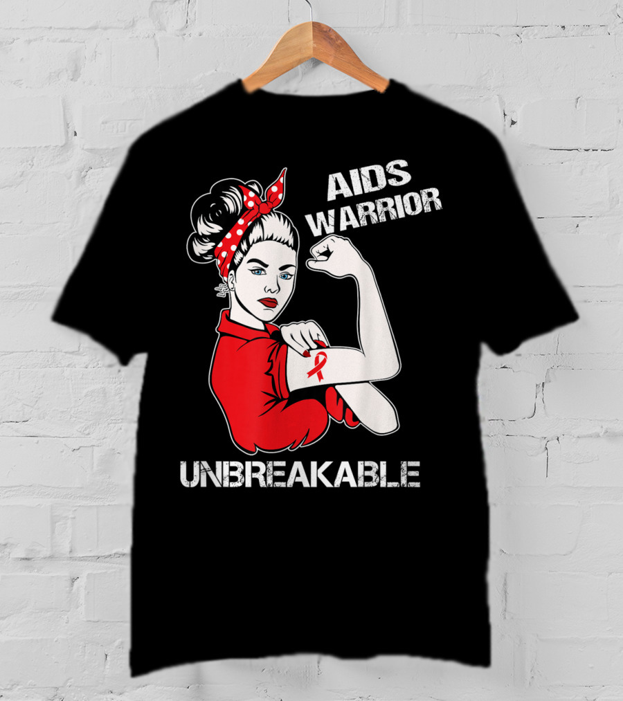 Aids Warrior Unbreakable Rosie The Riveter Ribbon Power T-Shirt